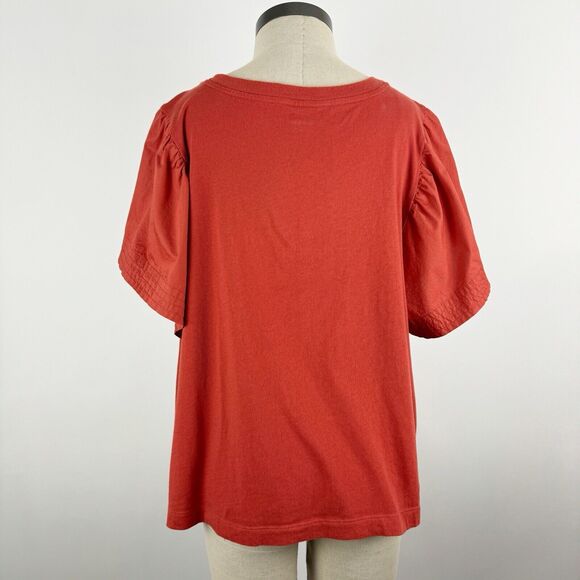 Old Navy Short Sleeve Rust Orange Flutter Sleeve Combination Top Size 2X - Picture 7 of 12